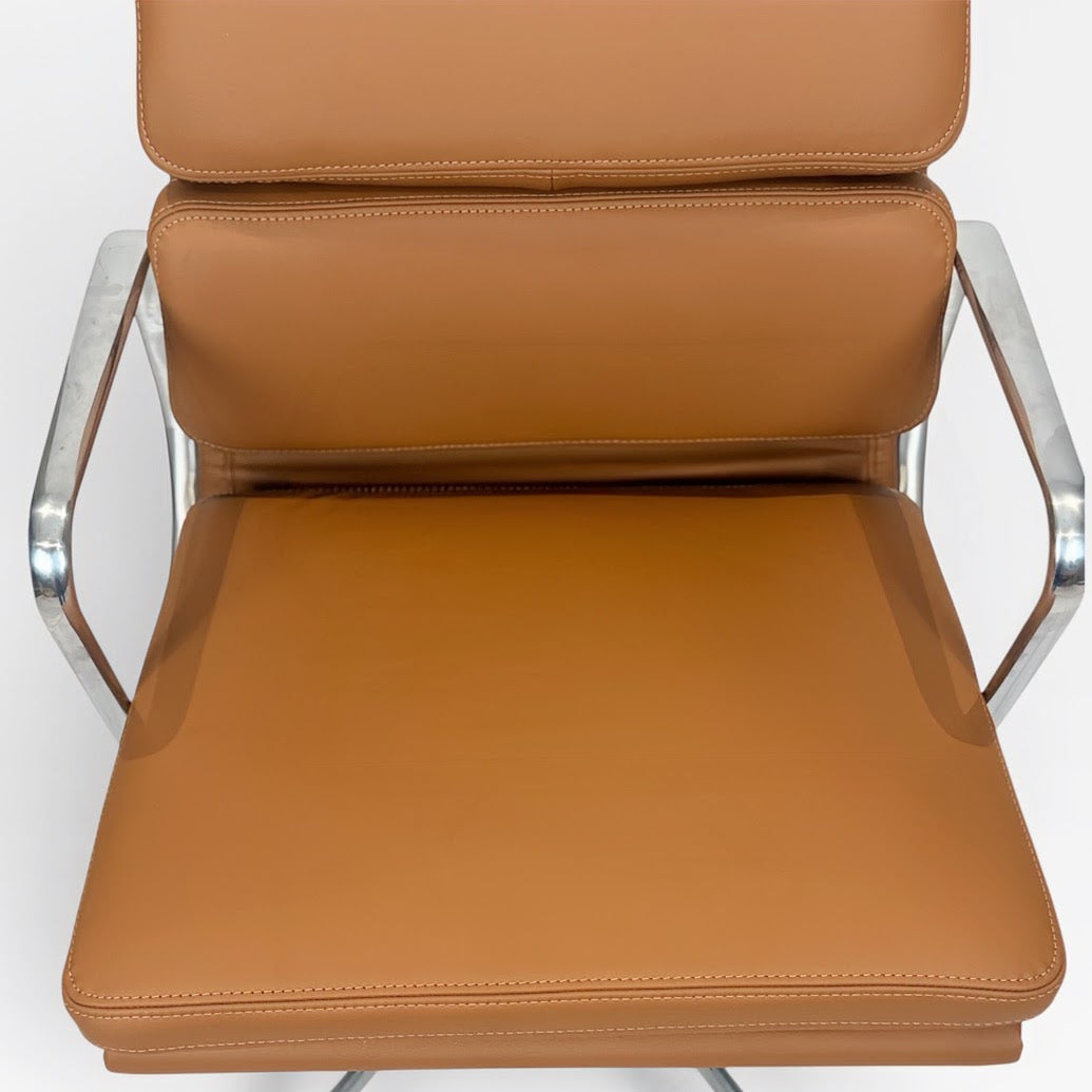 Herman Miller Eames Aluminum Group Soft Pad Management Chair - Caramel  Brown Leather
