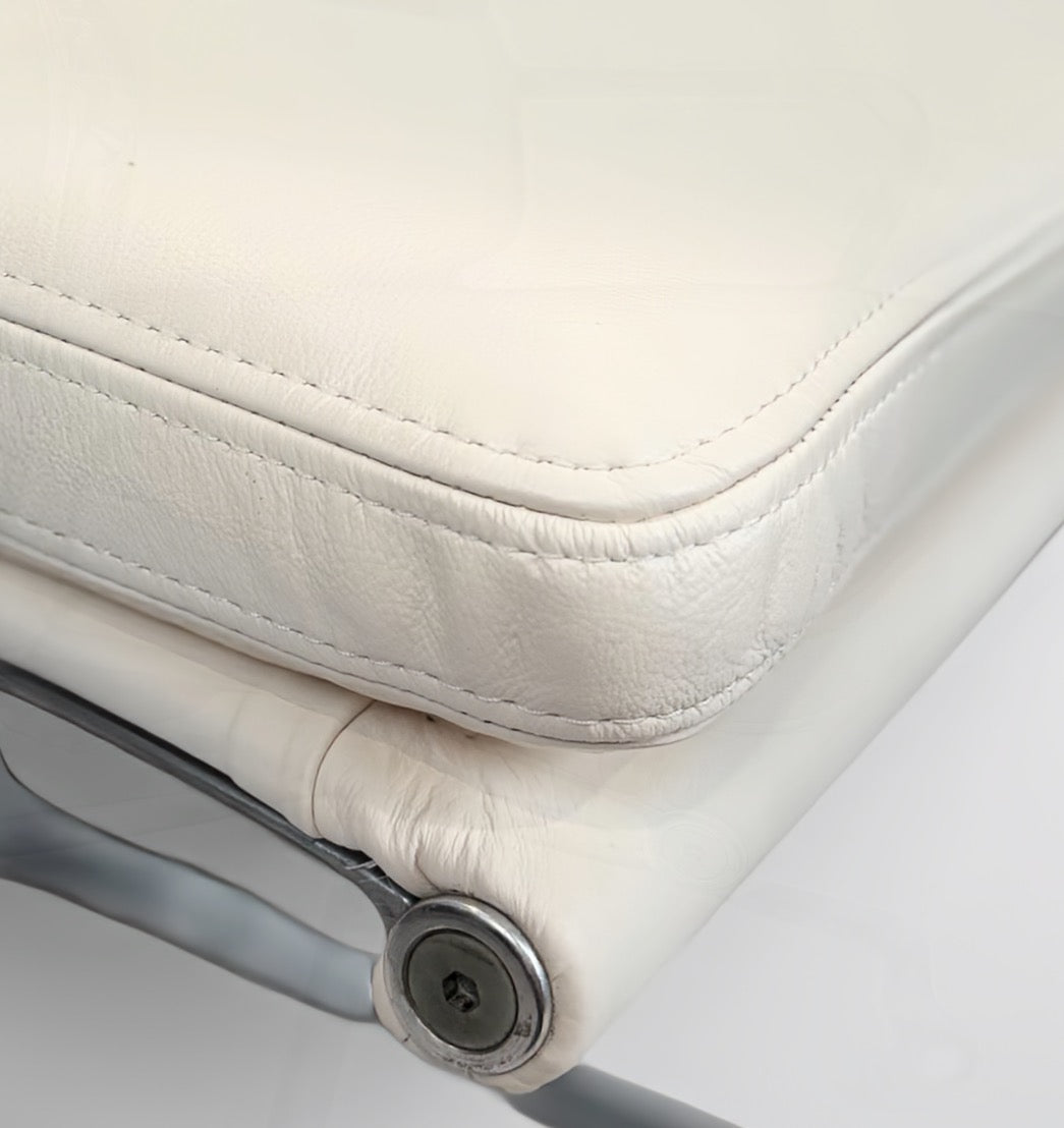 Eames Aluminum Group Soft Pad Management Chair by Herman Miller – Ivory Leather