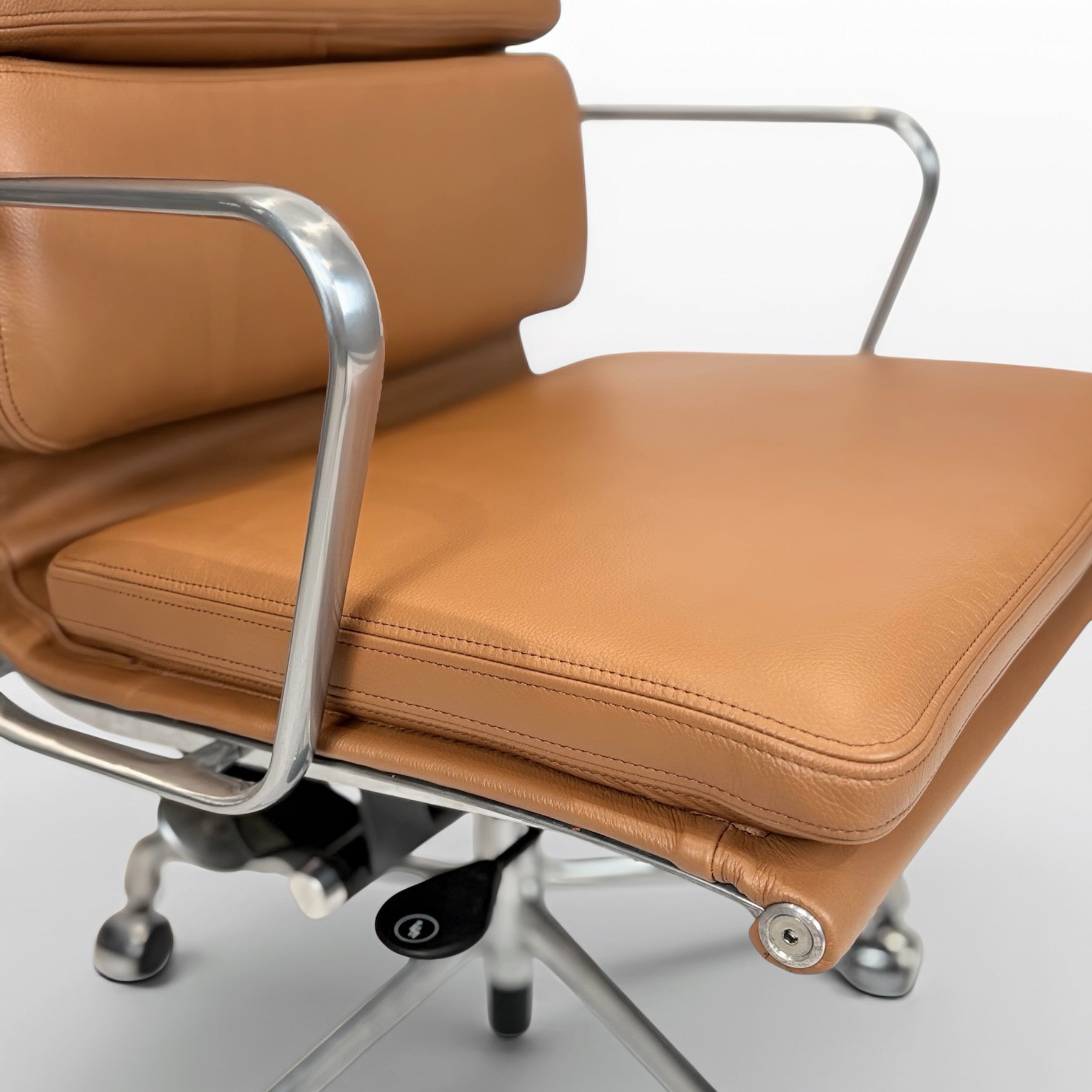 Herman Miller Eames Aluminum Group Soft Pad Management Chair - Brown Leather