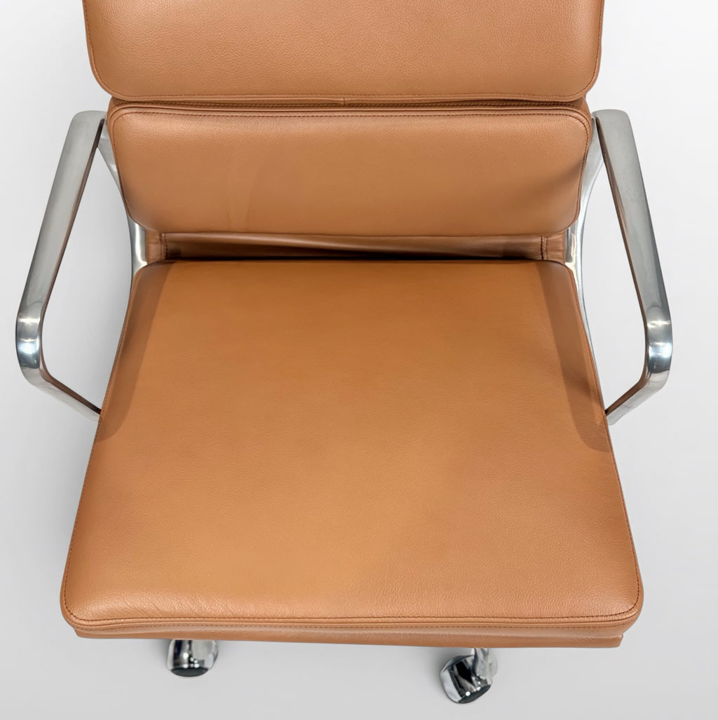 Herman Miller Eames Aluminum Group Soft Pad Management Chair - Brown Leather