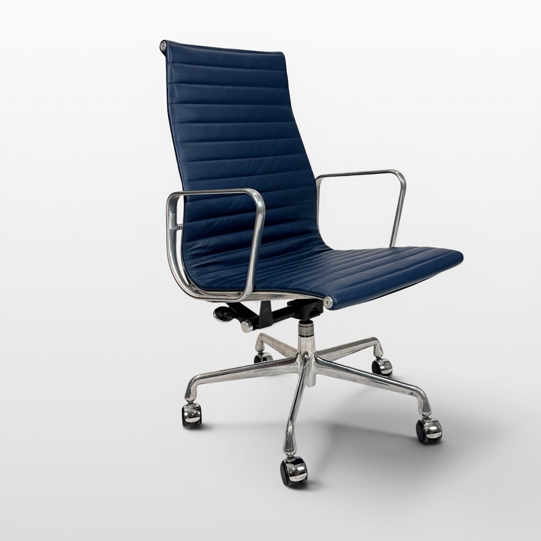 Eames Aluminum Group High-Back Executive Chair - Blue Leather