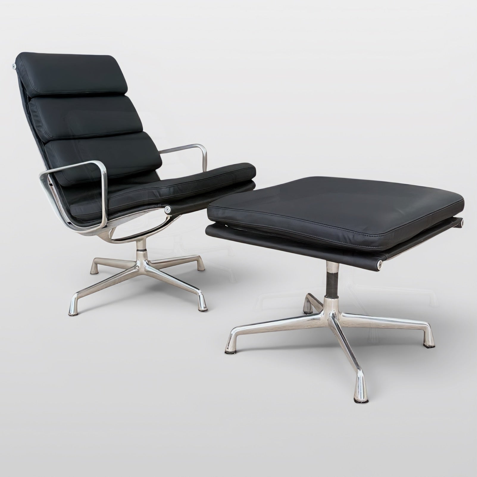 Eames Soft Pad Lounge Chair and Ottoman – Black Leather