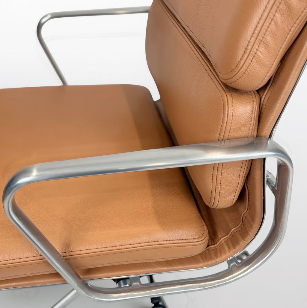 Herman Miller Eames Aluminum Group Soft Pad Management Chair - Brown Leather