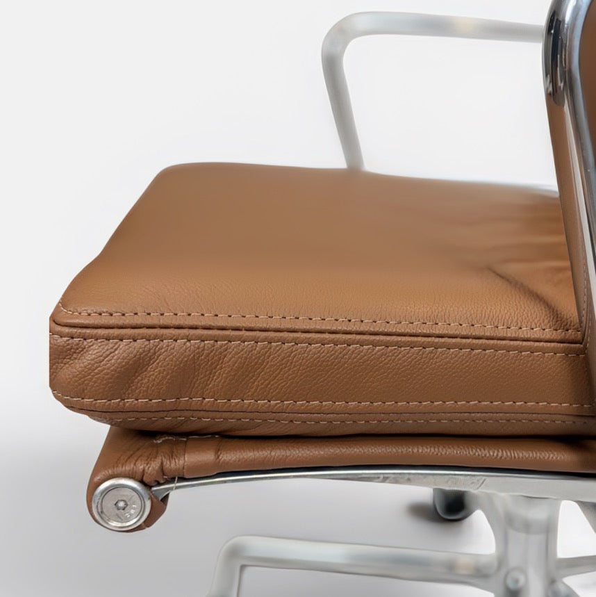 Eames for Herman Miller Aluminum Group Soft Pad Management Chair - Brown Leather