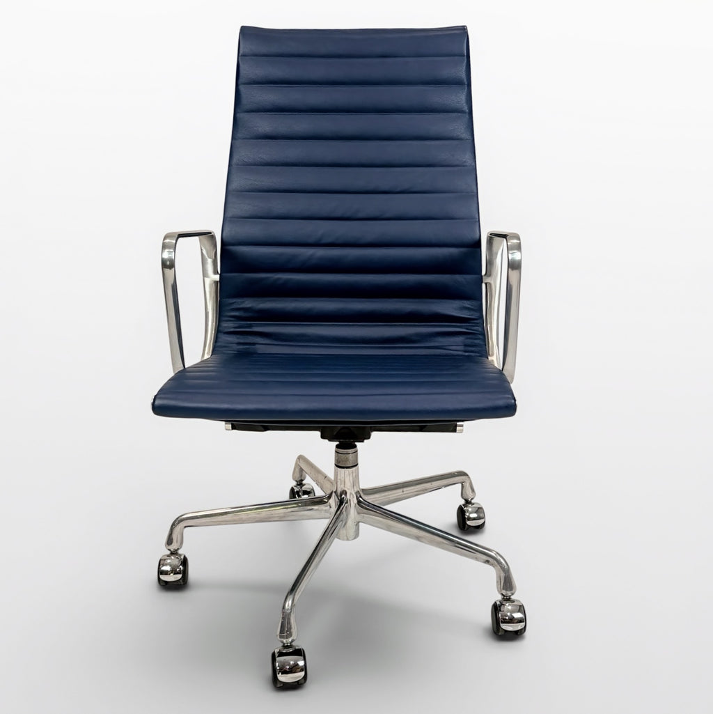 Eames Aluminum Group High-Back Executive Chair - Blue Leather