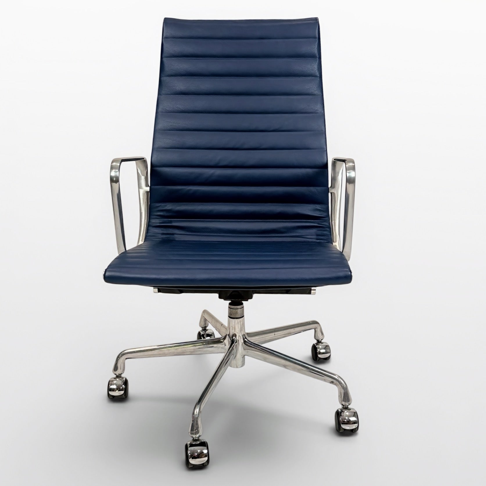 Eames Aluminum Group High-Back Executive Chair - Blue Leather