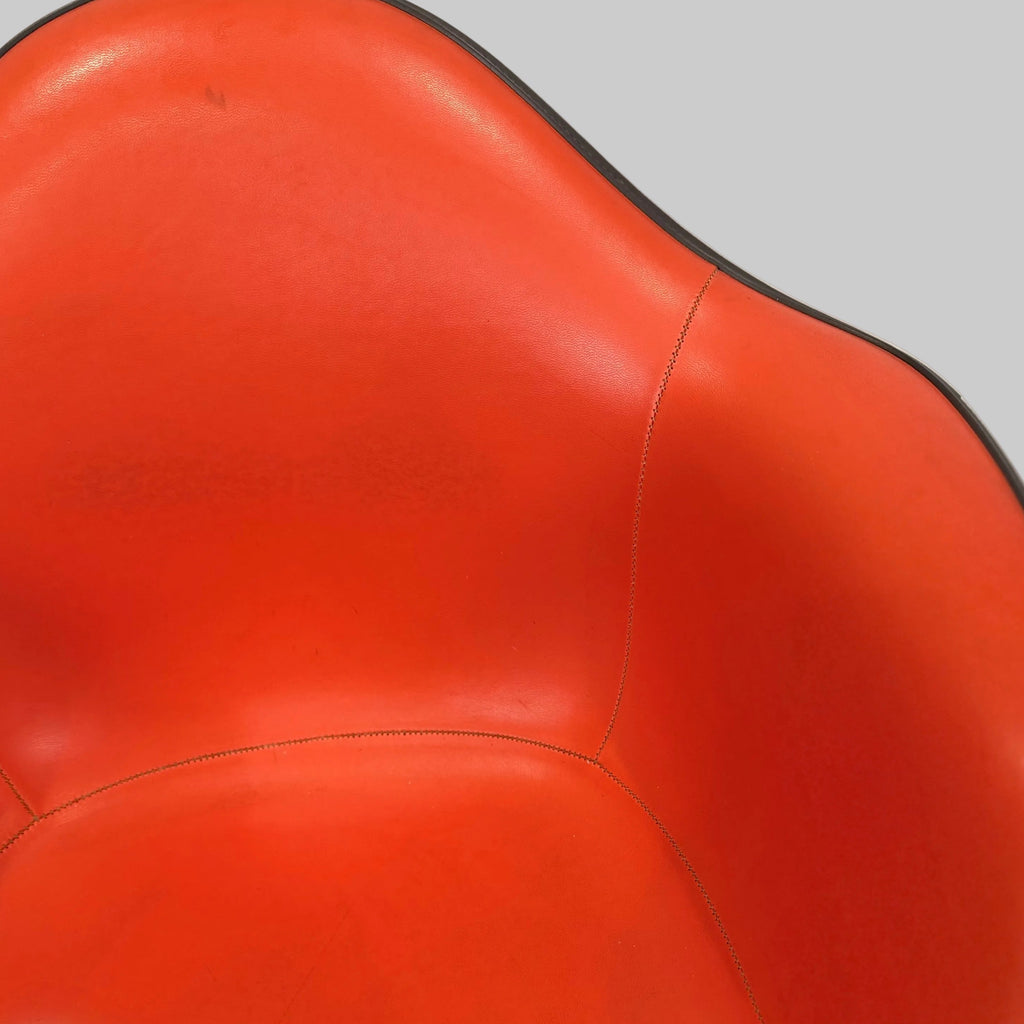 Eames Molded Fiberglass Armchair (with Upholstered Pad / Vinyl Cover) – Swivel Contract Base