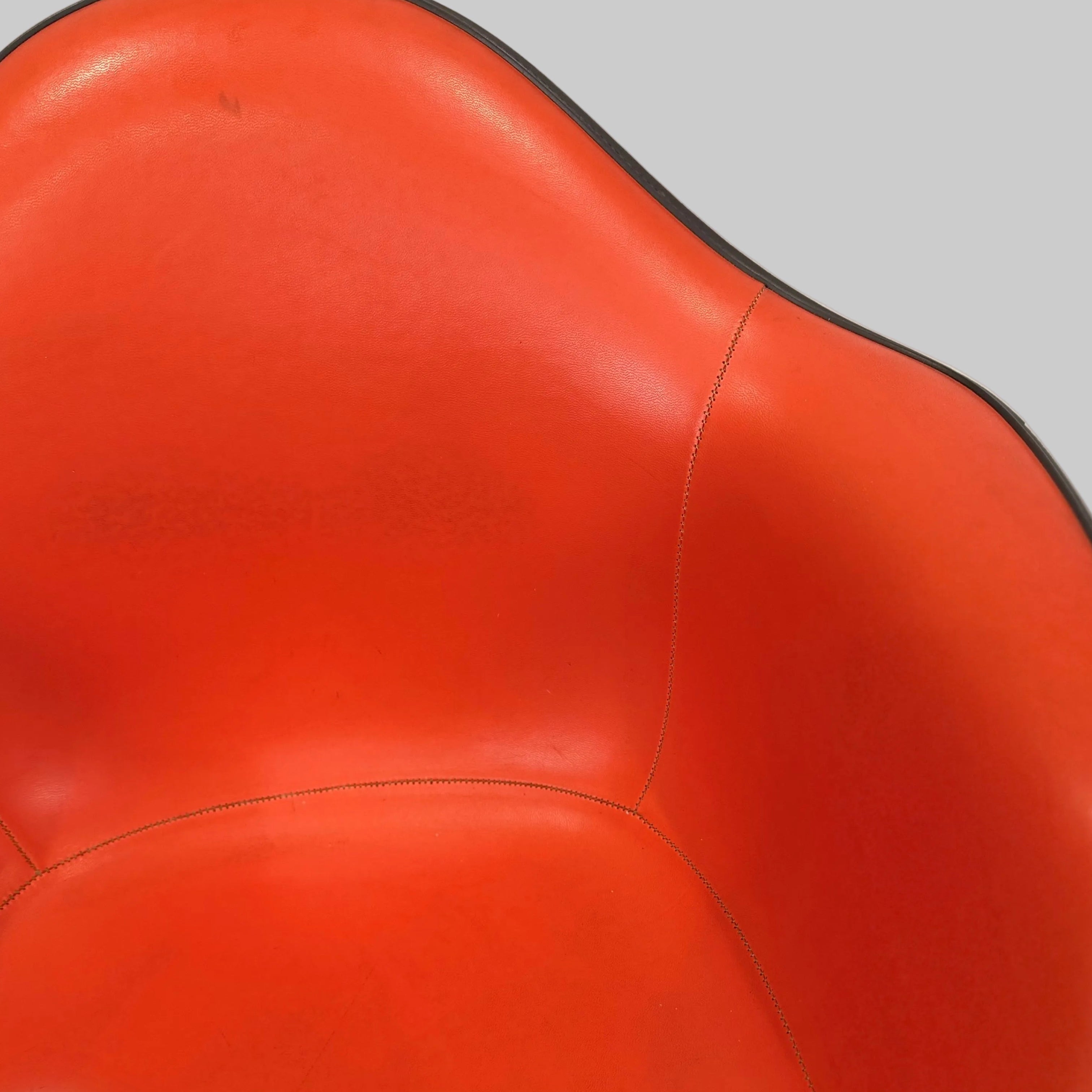 Eames Molded Fiberglass Armchair (with Upholstered Pad / Vinyl Cover) – Swivel Contract Base