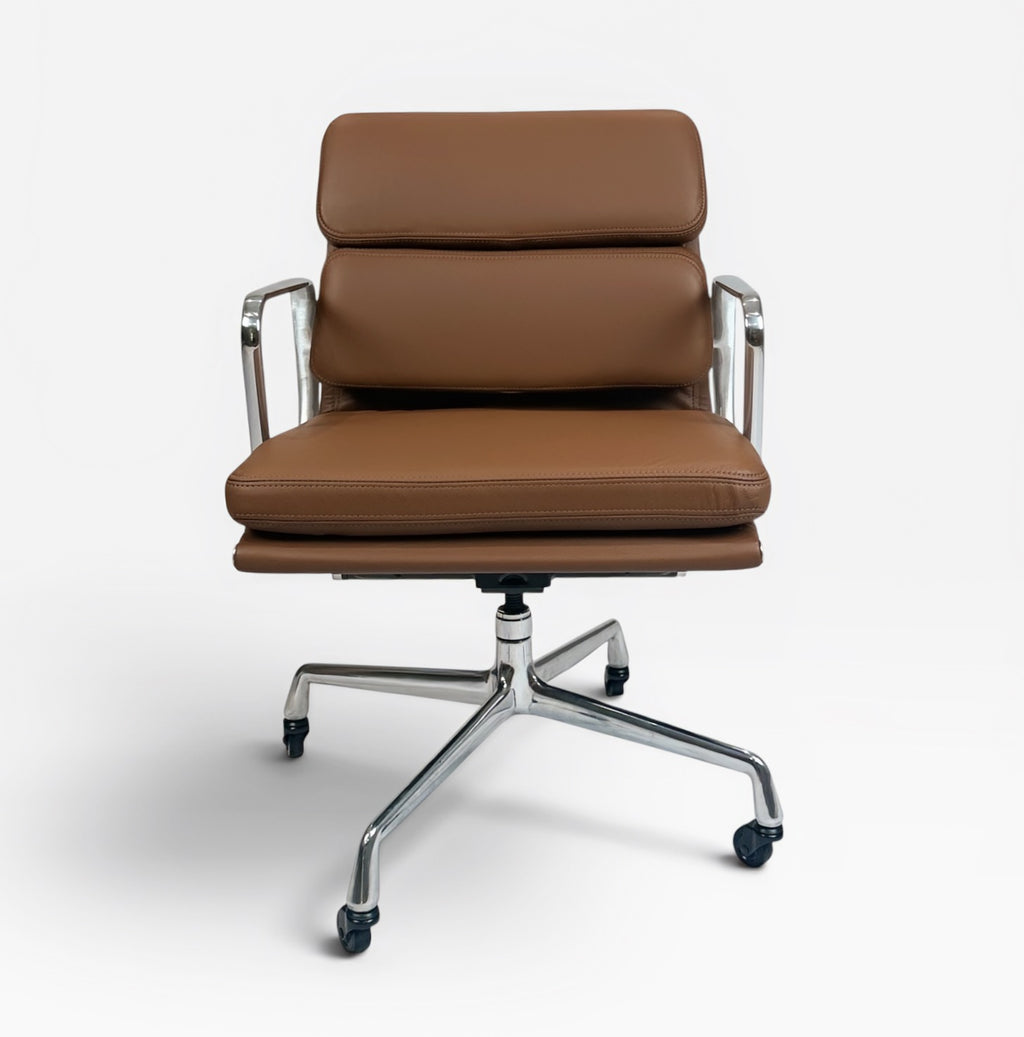 Eames Aluminum Group Soft Pad Management Chair by Herman Miller – Brown Leather
