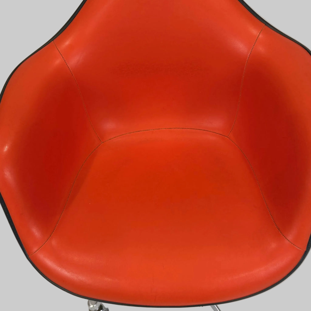 Eames Molded Fiberglass Armchair (with Upholstered Pad / Vinyl Cover) – Swivel Contract Base