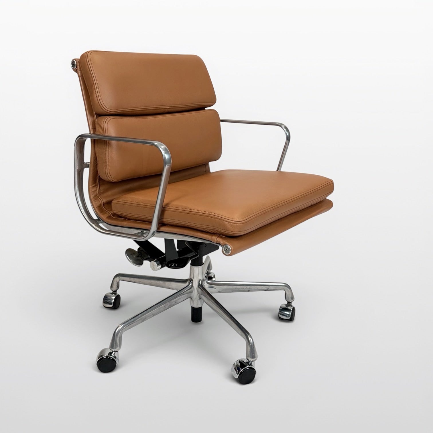 Herman Miller Eames Aluminum Group Soft Pad Management Chair - Brown Leather