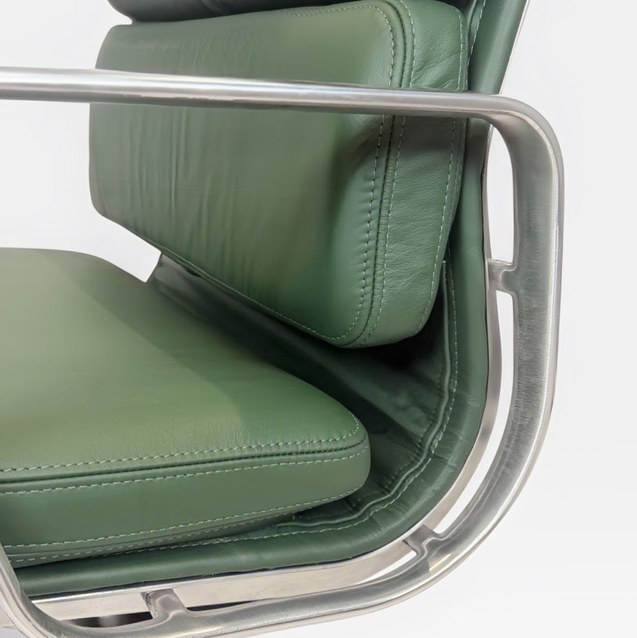 Herman Miller Eames Aluminum Group Soft Pad Management Chair - Green Leather