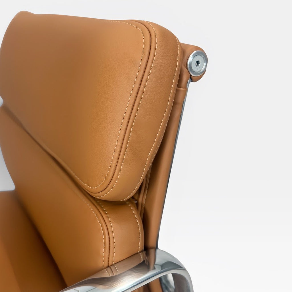 Herman Miller Eames Aluminum Group Soft Pad Management Chair - Caramel  Brown Leather