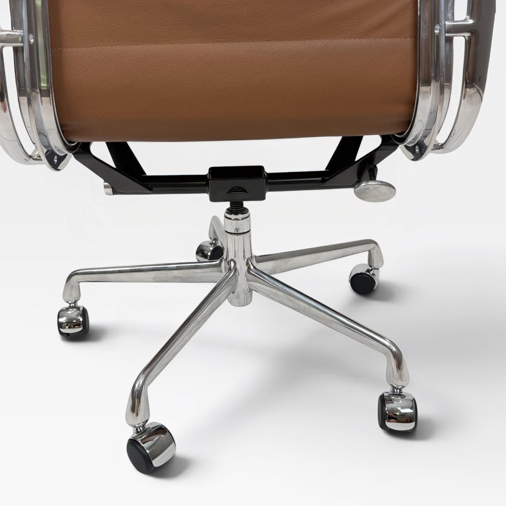 Eames for Herman Miller Aluminum Group Soft Pad Management Chair - Brown Leather