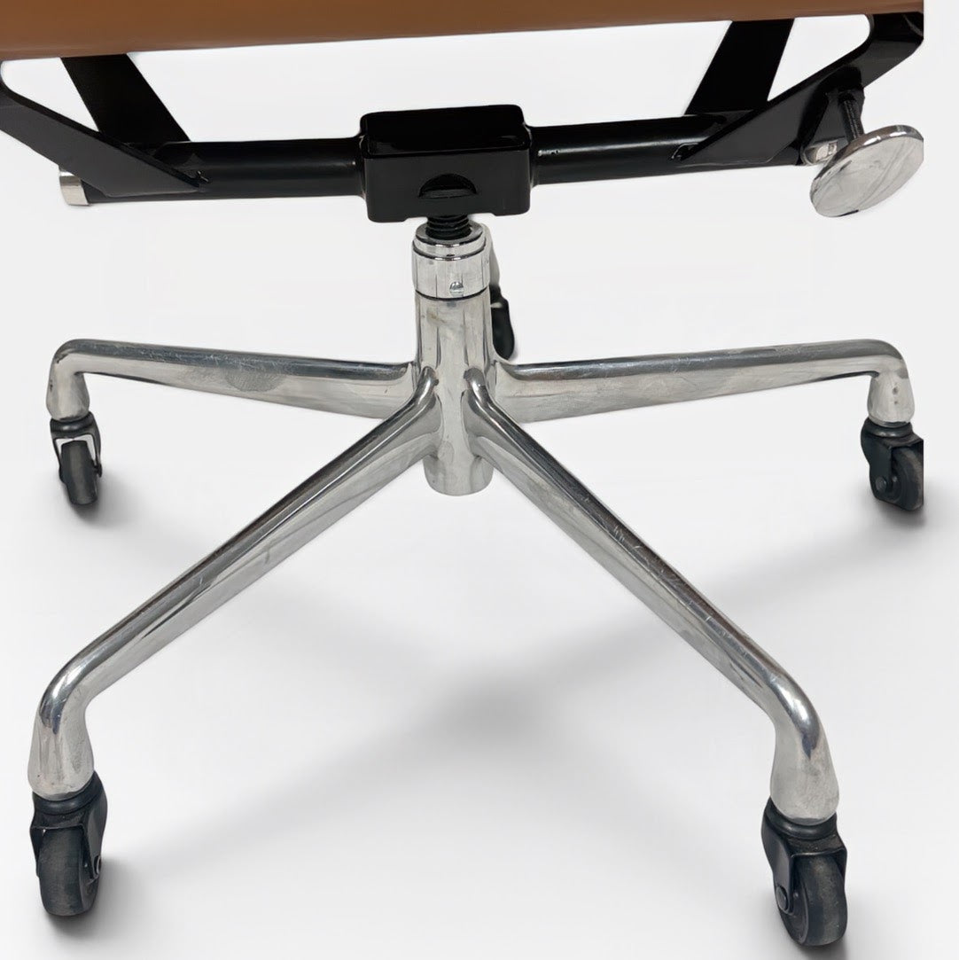 Herman Miller Eames Aluminum Group Soft Pad Management Chair - Caramel  Brown Leather
