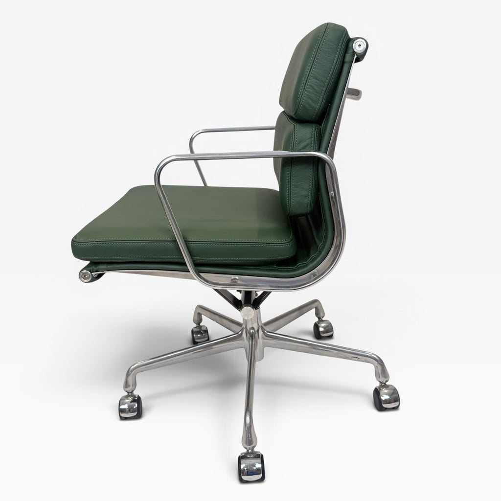 Herman Miller Eames Aluminum Group Soft Pad Management Chair - Green Leather