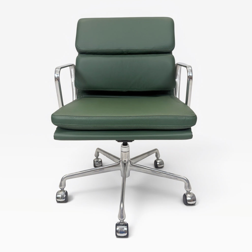 Herman Miller Eames Aluminum Group Soft Pad Management Chair - Green Leather