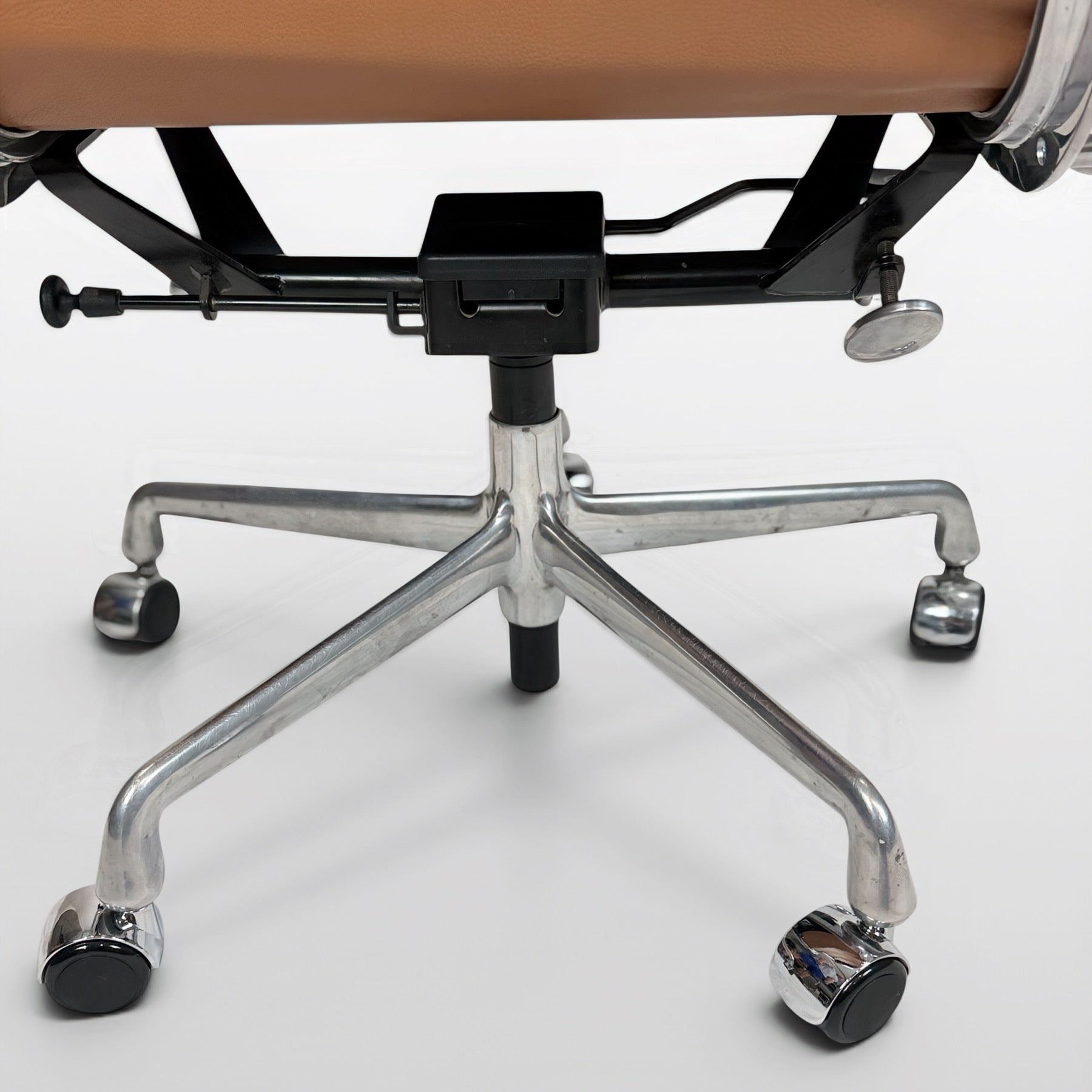 Herman Miller Eames Aluminum Group Soft Pad Management Chair - Brown Leather