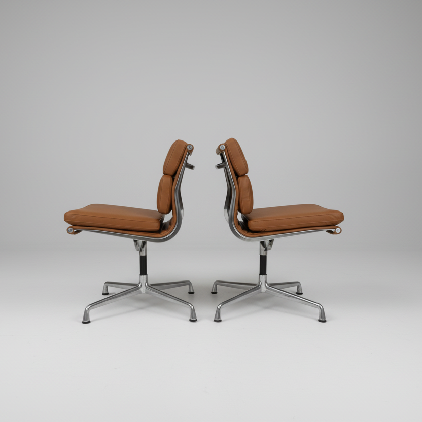 Pair Of Eames Aluminum Group Side Chairs