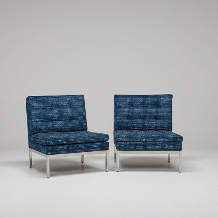 Pair Florence Knoll Slipper Lounge Chairs Knoll Associates 1970s