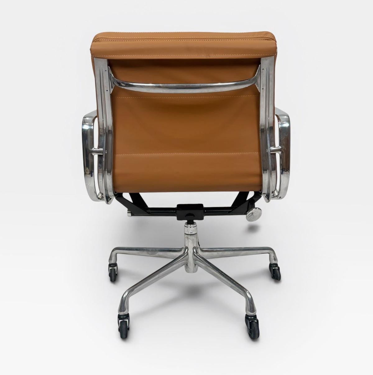 Herman Miller Eames Aluminum Group Soft Pad Management Chair - Caramel  Brown Leather