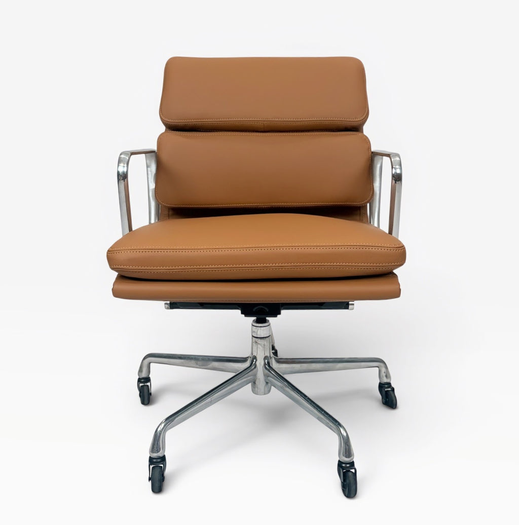 Herman Miller Eames Aluminum Group Soft Pad Management Chair - Caramel  Brown Leather
