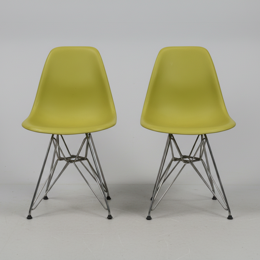 Pair of Eames Molded Plastic Side Chairs (DSR)