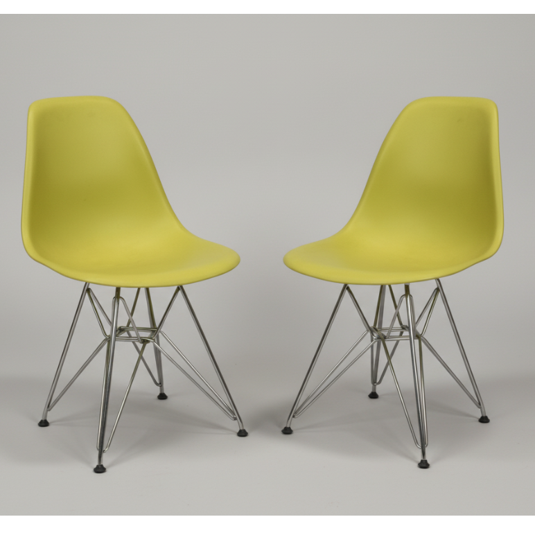 Pair of Eames Molded Plastic Side Chairs (DSR)