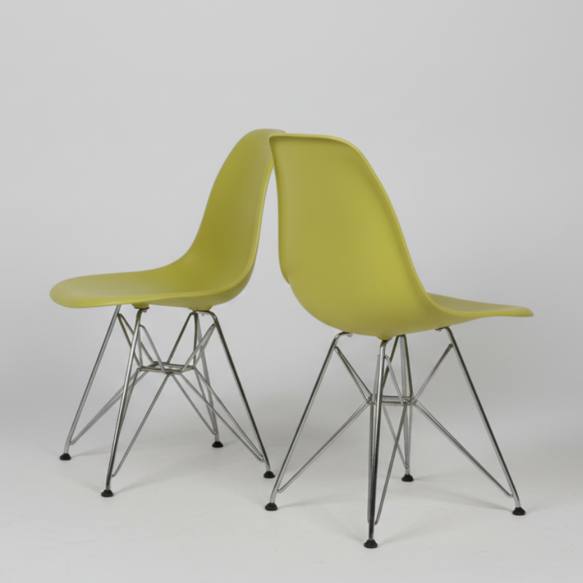 Pair of Eames Molded Plastic Side Chairs (DSR)