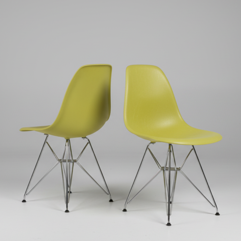 Pair of Eames Molded Plastic Side Chairs (DSR)