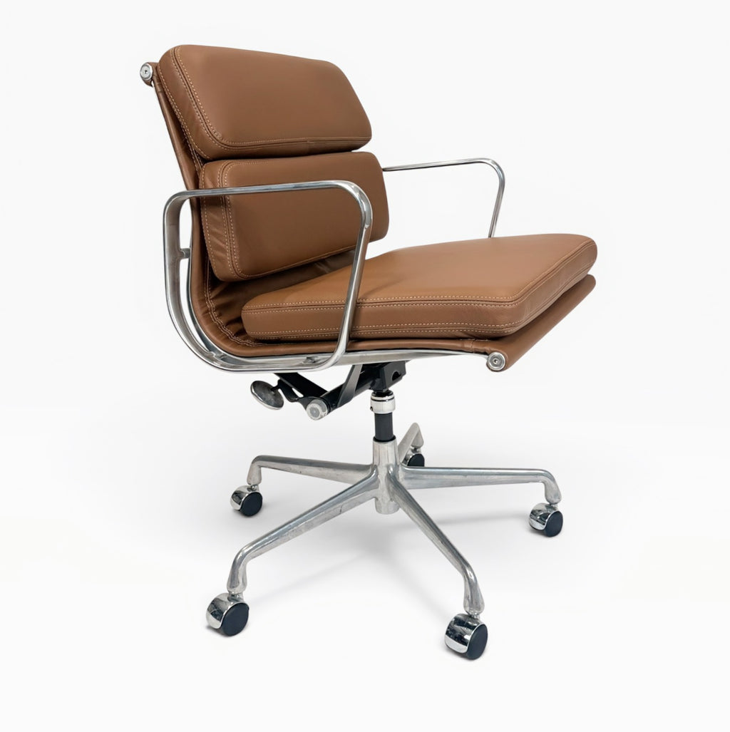 Eames for Herman Miller Aluminum Group Soft Pad Management Chair - Brown Leather