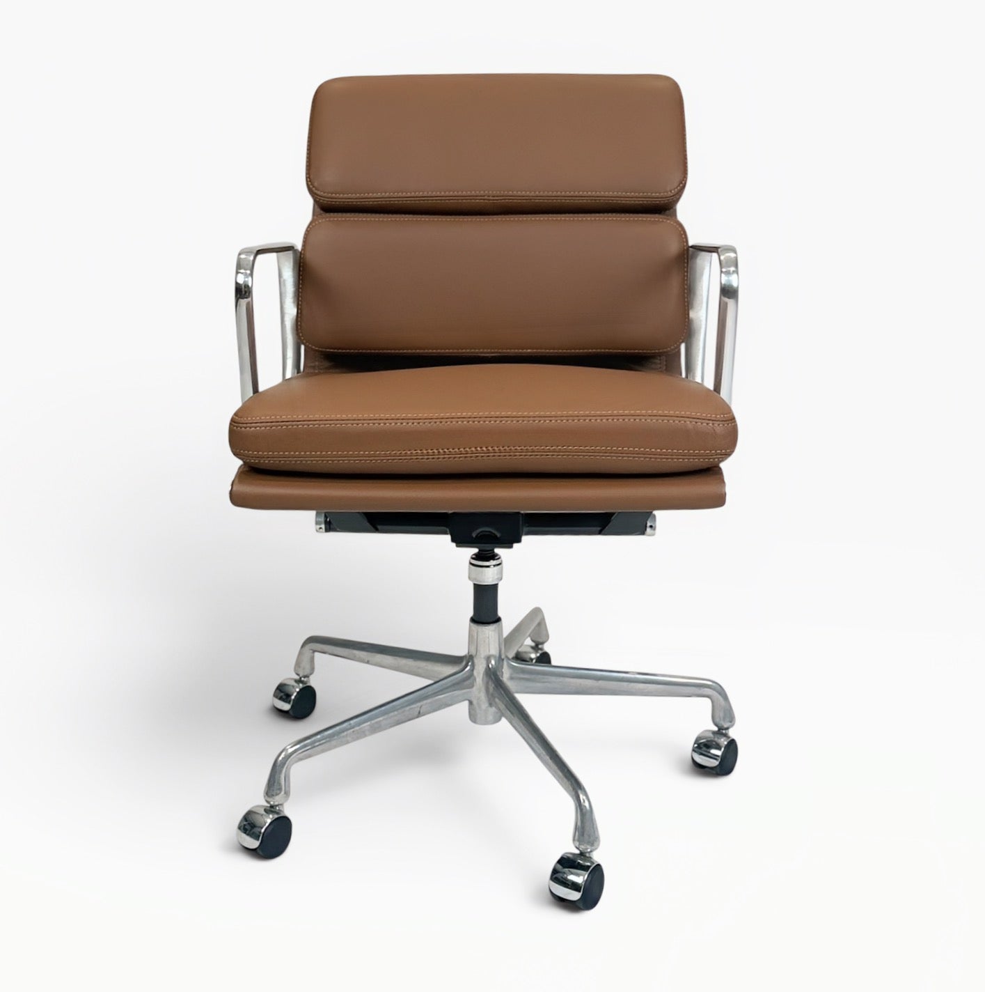 Eames for Herman Miller Aluminum Group Soft Pad Management Chair - Brown Leather