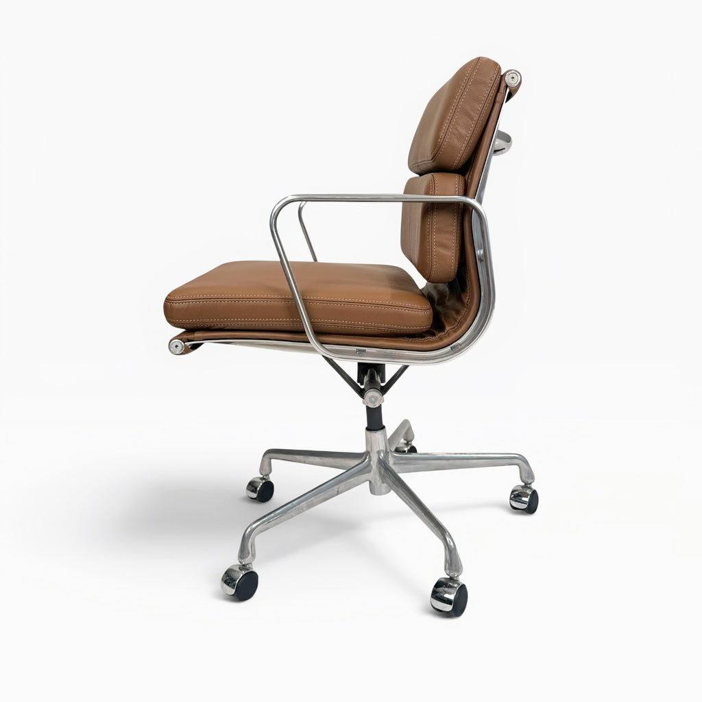 Eames for Herman Miller Aluminum Group Soft Pad Management Chair - Brown Leather