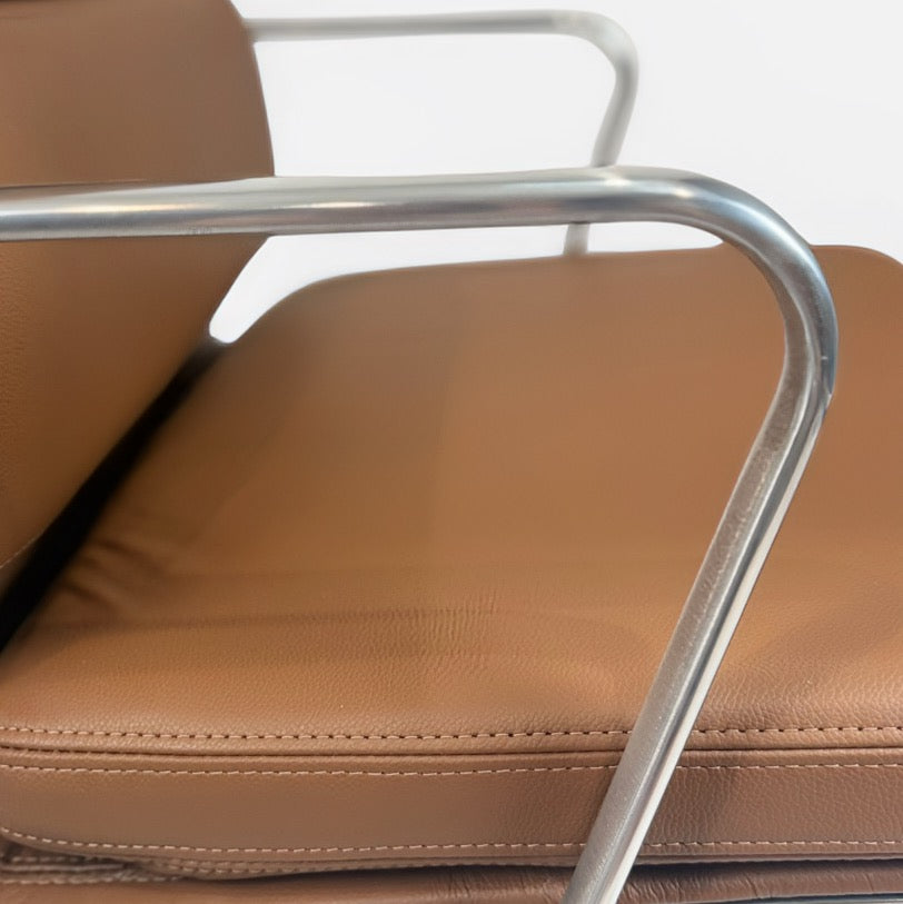 Eames Aluminum Group Soft Pad Management Chair by Herman Miller – Brown Leather