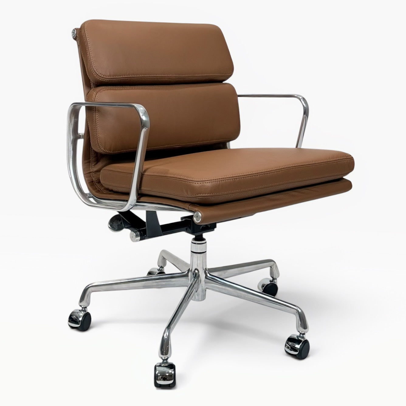 Eames for Herman Miller Aluminum Group Soft Pad Management Chair - Brown Leather