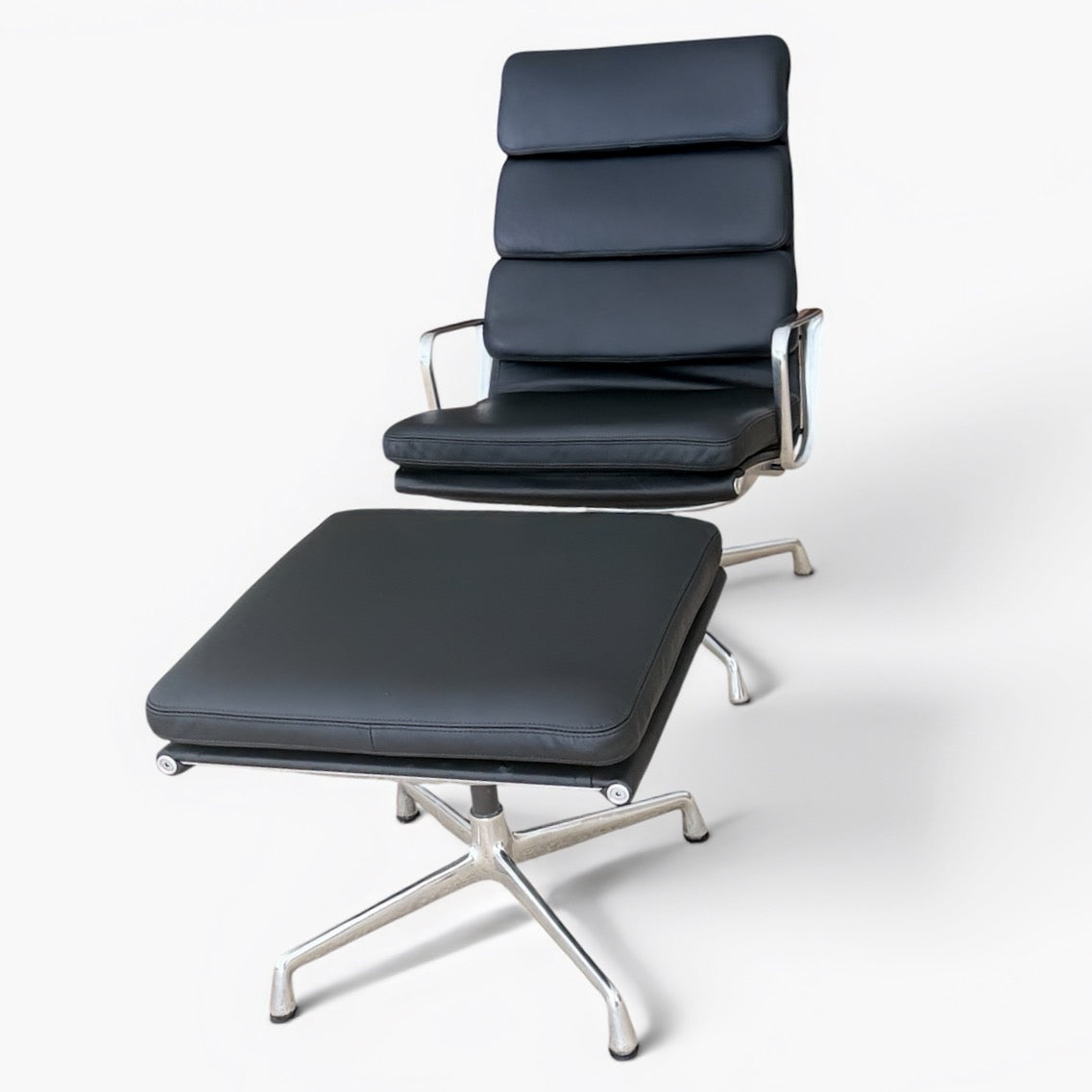 Eames Soft Pad Lounge Chair and Ottoman – Black Leather