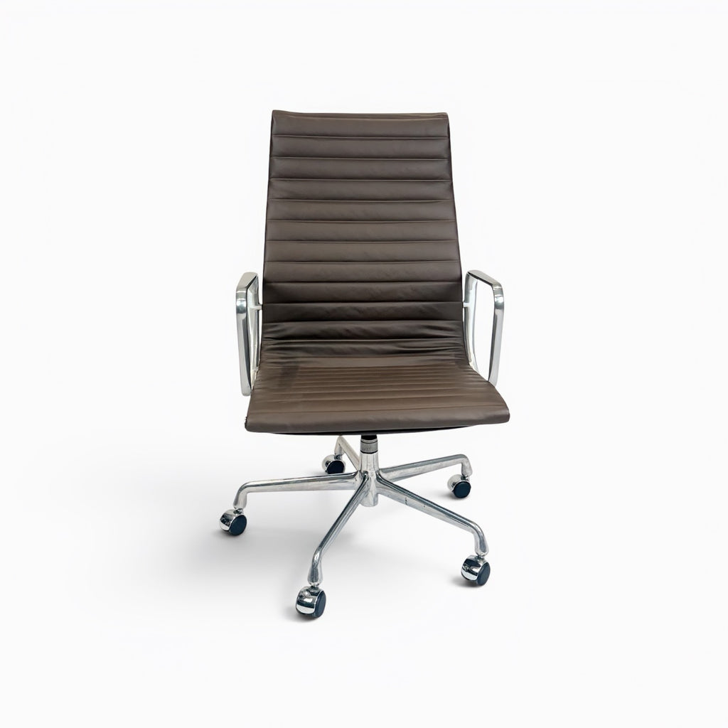 Herman Miller Eames Aluminum Group High-Back Executive Office Chair -Brown Leather
