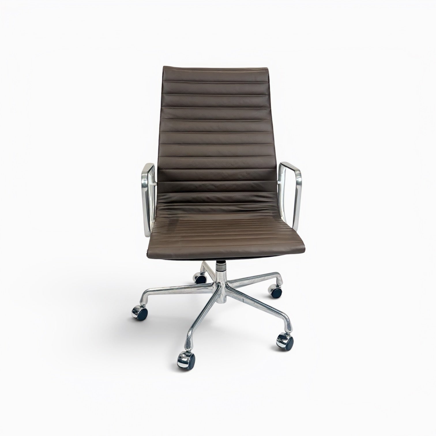 Herman Miller Eames Aluminum Group High-Back Executive Office Chair -Brown Leather