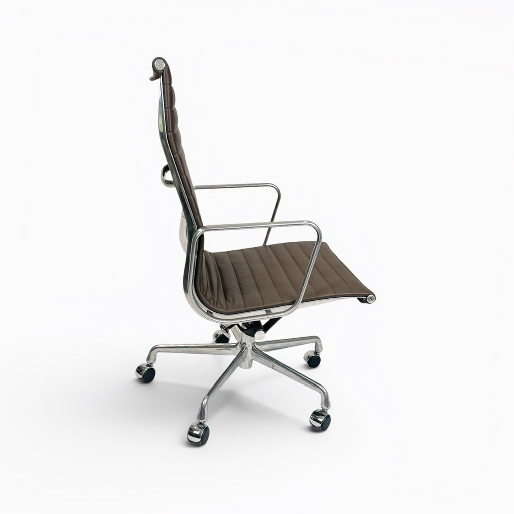 Herman Miller Eames Aluminum Group High-Back Executive Office Chair -Brown Leather