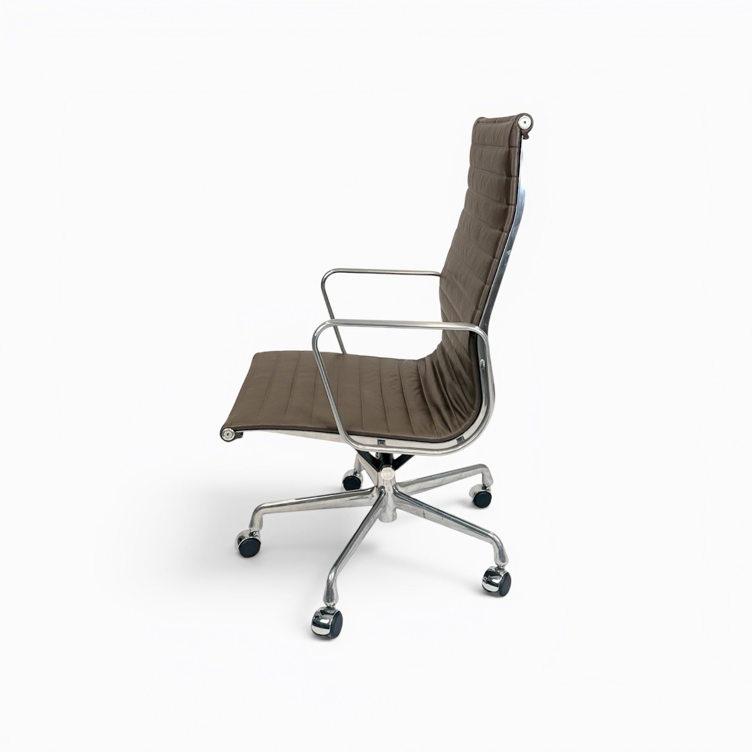 Herman Miller Eames Aluminum Group High-Back Executive Office Chair -Brown Leather