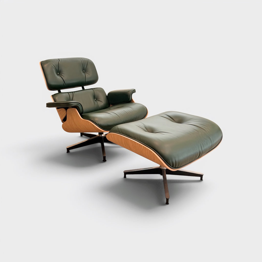Eames Lounge Chair & Ottoman by Herman Miller – Green Leather