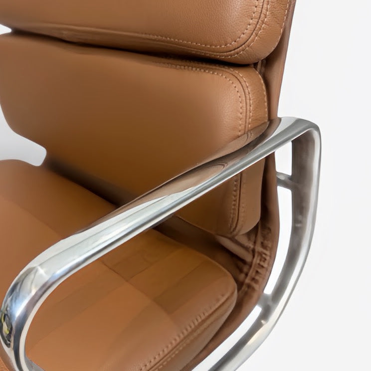 Eames for Herman Miller Aluminum Group Soft Pad Management Chair - Brown Leather