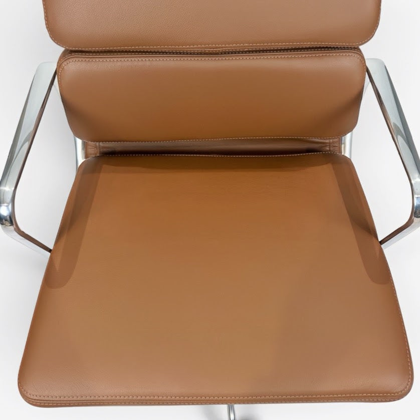 Eames for Herman Miller Aluminum Group Soft Pad Management Chair - Brown Leather