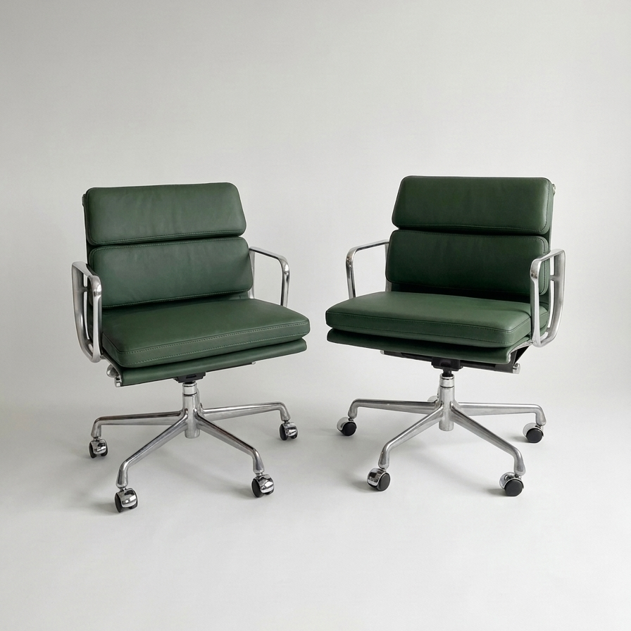 Pair of Eames Aluminum Group Soft Pad Management Chairs by Herman Miller