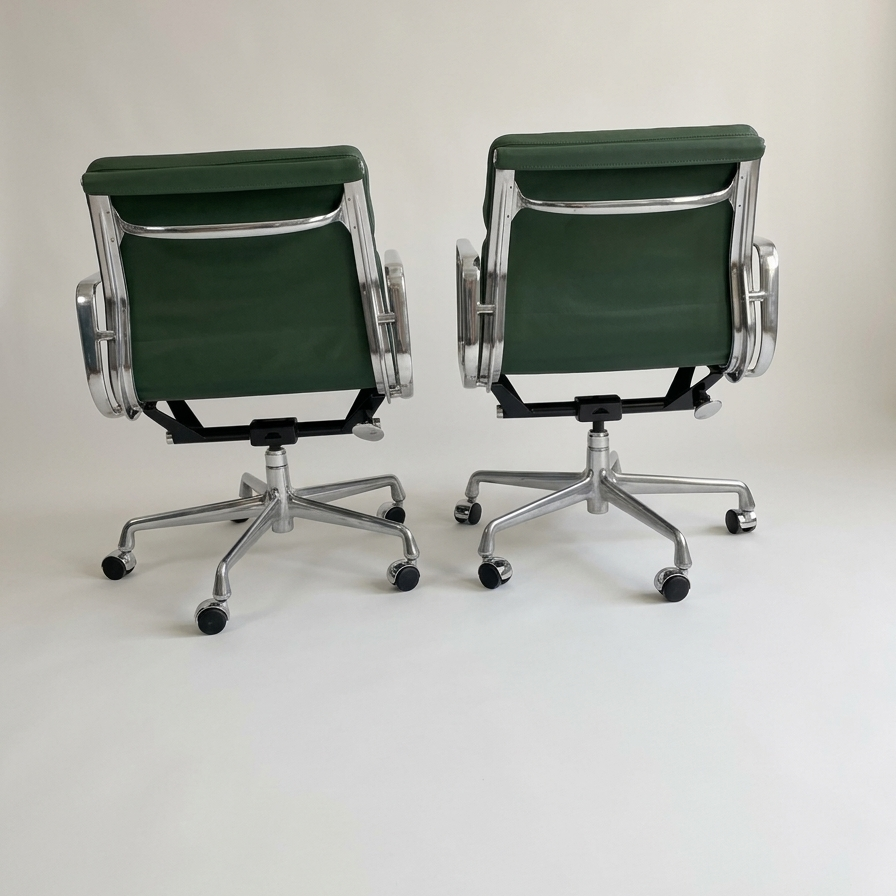 Pair of Eames Aluminum Group Soft Pad Management Chairs by Herman Miller